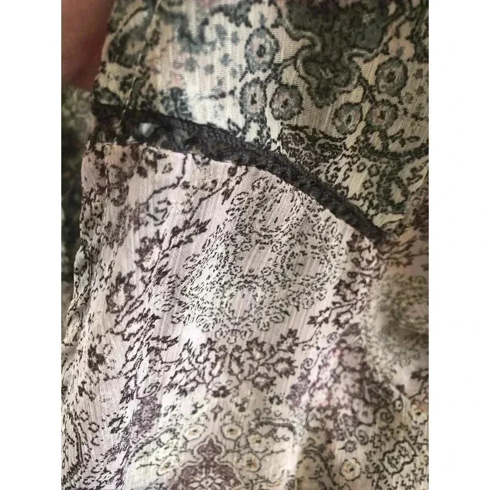 Knox Rose Blouse 3/4 Sleeve v neck casual size small sheer paisley multicolor - Picture 5 of 11